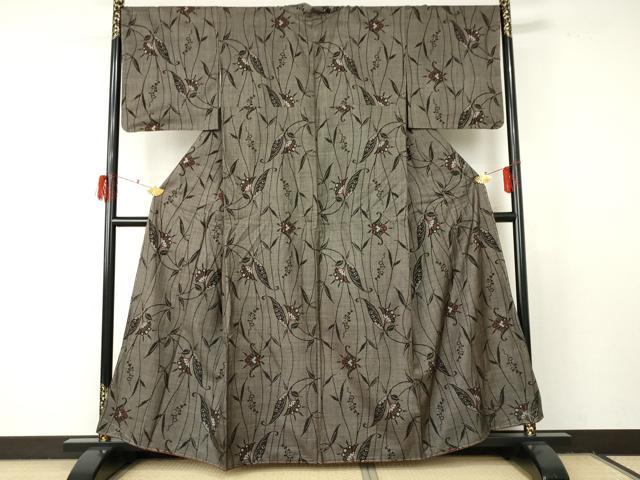 平和屋着物●本場大島紬 一元7マルキ 更紗花文 正絹 逸品 未使用 AABF5225cs