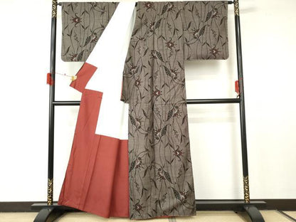 平和屋着物●本場大島紬 一元7マルキ 更紗花文 正絹 逸品 未使用 AABF5225cs