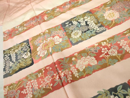 平和屋着物●豪華振袖 色紙草花文 暈し染め 金彩 ロング丈 正絹 逸品 AABF5226cs