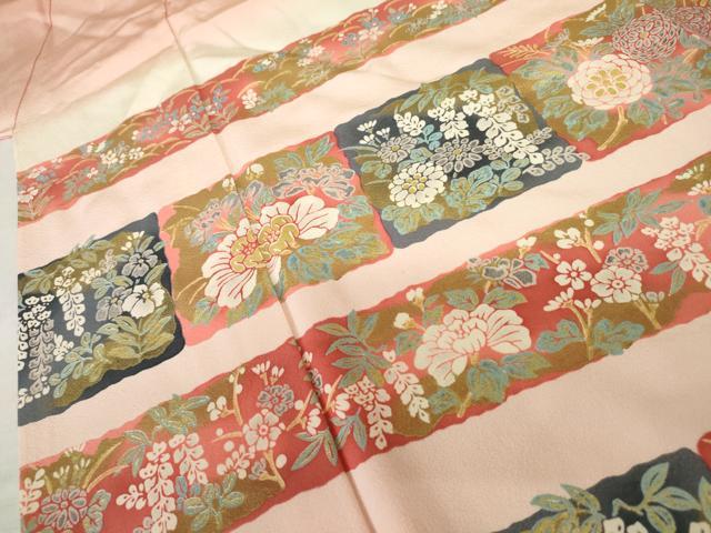 平和屋着物●豪華振袖 色紙草花文 暈し染め 金彩 ロング丈 正絹 逸品 AABF5226cs