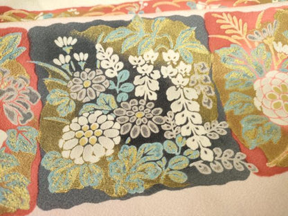 平和屋着物●豪華振袖 色紙草花文 暈し染め 金彩 ロング丈 正絹 逸品 AABF5226cs