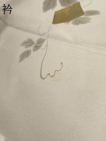平和屋着物●訪問着 竹屋町刺繍 手描き 花蔦の葉文 金彩 正絹 逸品 AABF5230cs