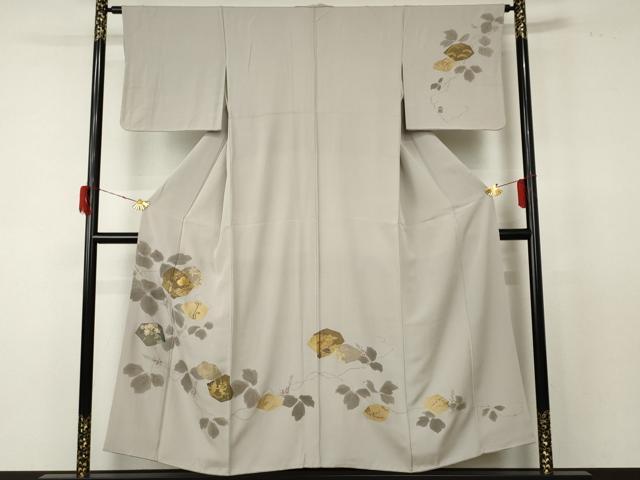 平和屋着物●訪問着 竹屋町刺繍 手描き 花蔦の葉文 金彩 正絹 逸品 AABF5230cs