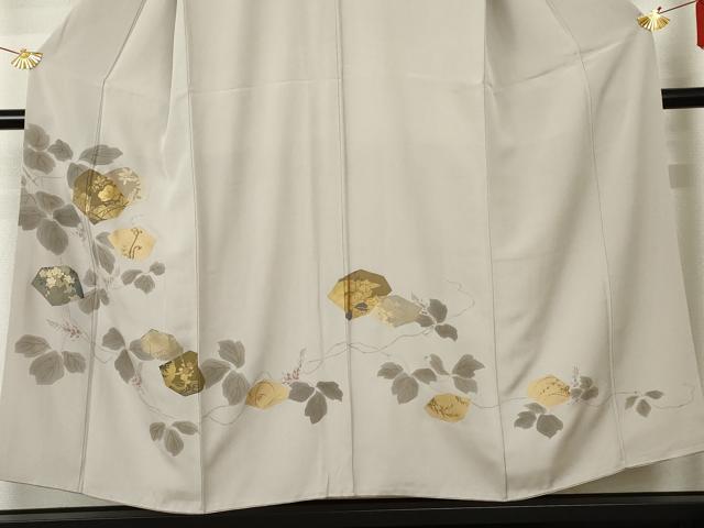 平和屋着物●訪問着 竹屋町刺繍 手描き 花蔦の葉文 金彩 正絹 逸品 AABF5230cs