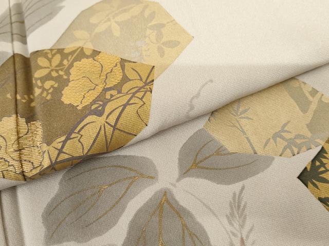 平和屋着物●訪問着 竹屋町刺繍 手描き 花蔦の葉文 金彩 正絹 逸品 AABF5230cs
