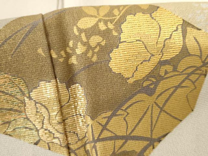 平和屋着物●訪問着 竹屋町刺繍 手描き 花蔦の葉文 金彩 正絹 逸品 AABF5230cs