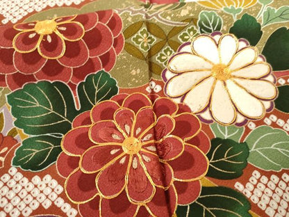平和屋着物●豪華振袖 駒刺繍 鬘帯笹松花文 暈し染め 金彩 正絹 逸品 AABF5234cs