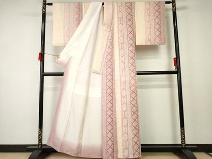 平和屋着物●上質な小紋 総絞り 幾何学間道 暈し染め 正絹 逸品 AABF5235cs