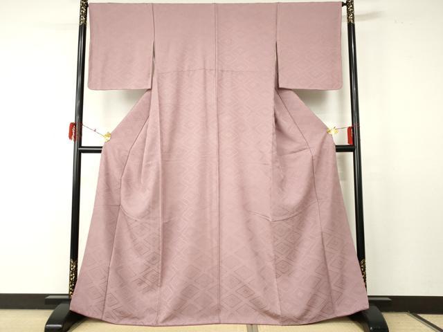 平和屋着物●上質な色無地 花菱地紋 紅藤色 正絹 逸品 未使用 AABF5242cs