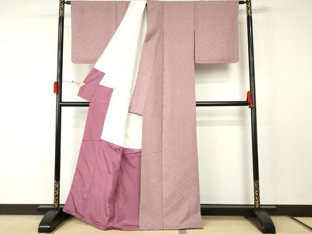 平和屋着物●上質な色無地 花菱地紋 紅藤色 正絹 逸品 未使用 AABF5242cs