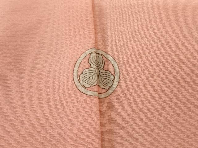 平和屋着物●上質な色無地 亀甲吉祥地紋 珊瑚色 正絹 逸品 AABF5243cs