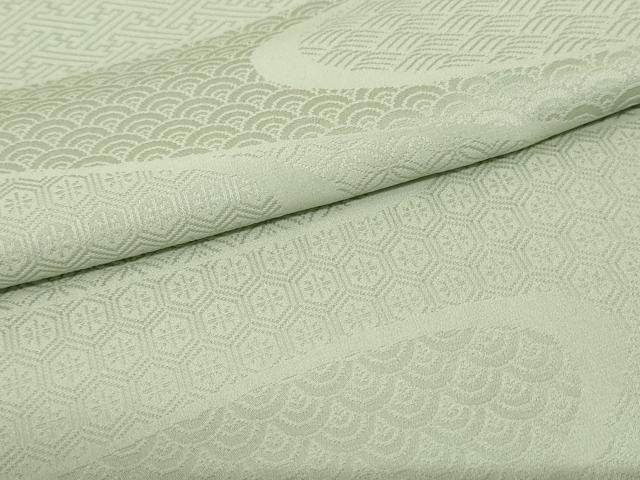 平和屋着物●上質な色無地 流水吉祥地紋 山葵色 正絹 逸品 AABF5244cs