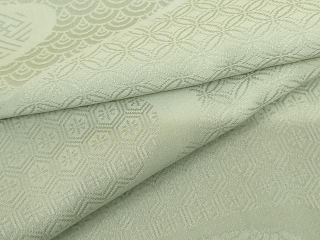 平和屋着物●上質な色無地 流水吉祥地紋 山葵色 正絹 逸品 AABF5244cs