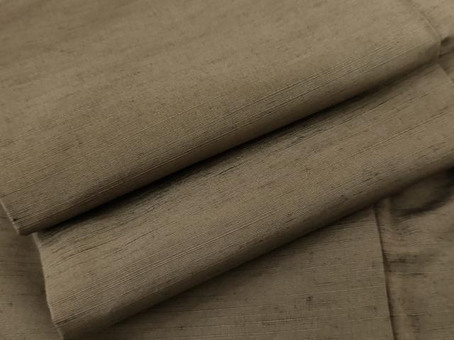 平和屋着物●男性 紬 色無地 銀煤竹色 正絹 逸品 AABF5246cs