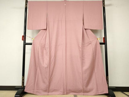平和屋着物●上質な色無地 紋意匠 石竹色 正絹 逸品 AABF5247cs
