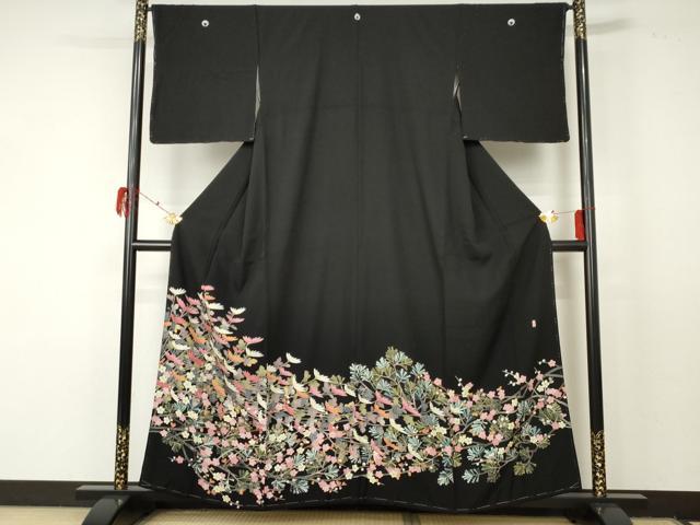 平和屋着物○豪華黒留袖 友禅 作家物 花松文 正絹 逸品 未使用