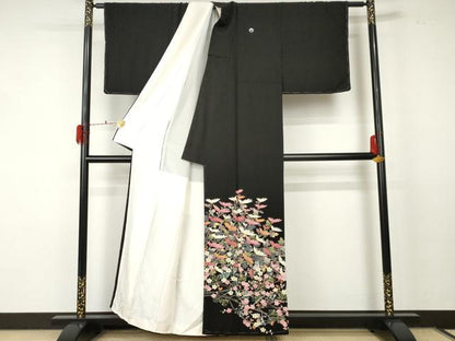 平和屋着物●豪華黒留袖 友禅 作家物 花松文 正絹 逸品 未使用 AABF5248cs