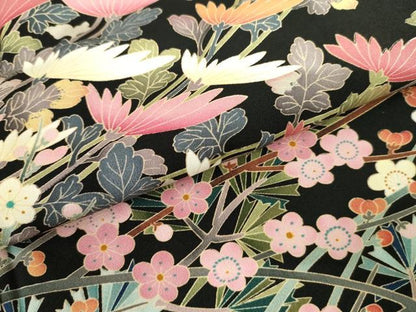 平和屋着物●豪華黒留袖 友禅 作家物 花松文 正絹 逸品 未使用 AABF5248cs