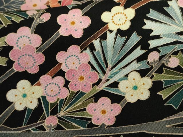 平和屋着物●豪華黒留袖 友禅 作家物 花松文 正絹 逸品 未使用 AABF5248cs