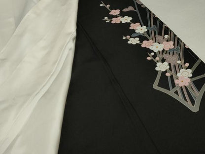 平和屋着物●豪華黒留袖 友禅 作家物 花松文 正絹 逸品 未使用 AABF5248cs