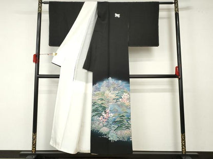 平和屋着物●十日町友禅作家 阿部佳雪 黒留袖 後楽園 暈し染め 正絹 逸品 AABF5249cs