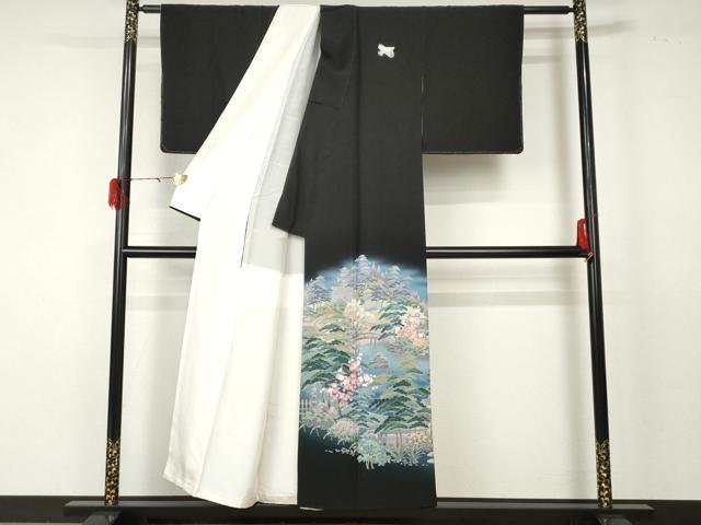 平和屋着物●十日町友禅作家 阿部佳雪 黒留袖 後楽園 暈し染め 正絹 逸品 AABF5249cs