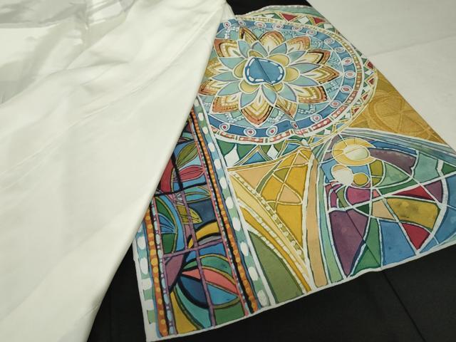 平和屋着物●豪華黒留袖 作家物 ろうけつ染め 洋花文 金彩 正絹 逸品 AABF5252cs