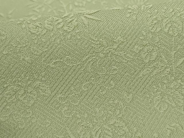 平和屋着物●上質な色無地 鳳凰枝花地紋 薄萌葱色 さが美扱い 正絹 逸品 AABF5255cs