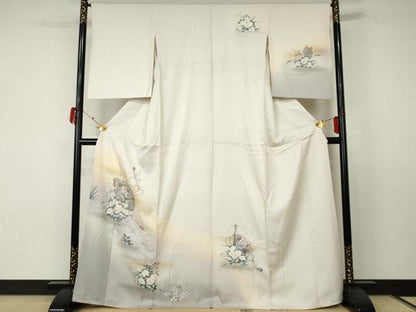 平和屋着物●訪問着 流水扇面花文 暈し染め 金銀彩 正絹 逸品 AABF5256cs