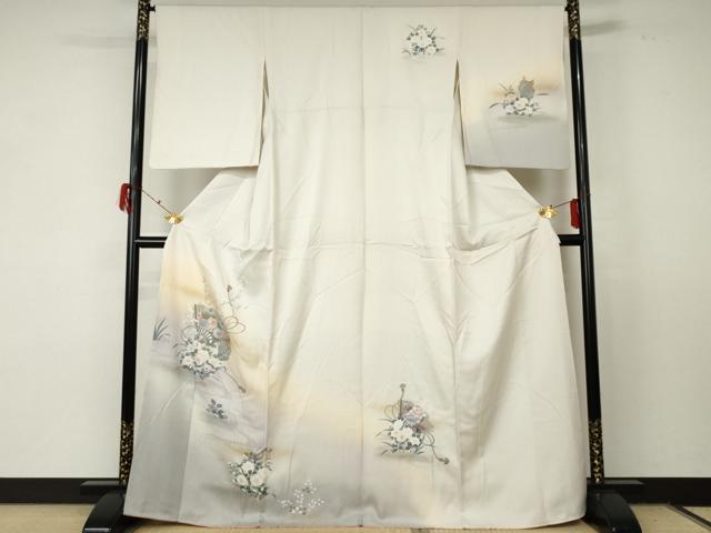 平和屋着物●訪問着 流水扇面花文 暈し染め 金銀彩 正絹 逸品 AABF5256cs