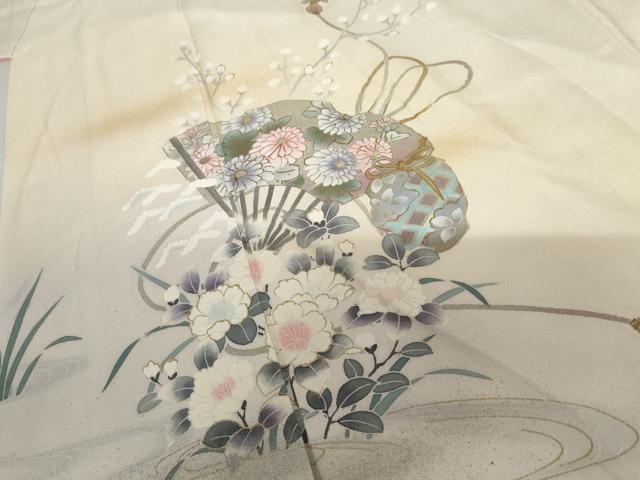 平和屋着物●訪問着 流水扇面花文 暈し染め 金銀彩 正絹 逸品 AABF5256cs