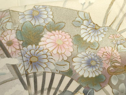 平和屋着物●訪問着 流水扇面花文 暈し染め 金銀彩 正絹 逸品 AABF5256cs