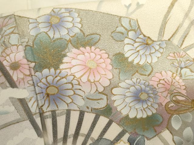 平和屋着物●訪問着 流水扇面花文 暈し染め 金銀彩 正絹 逸品 AABF5256cs