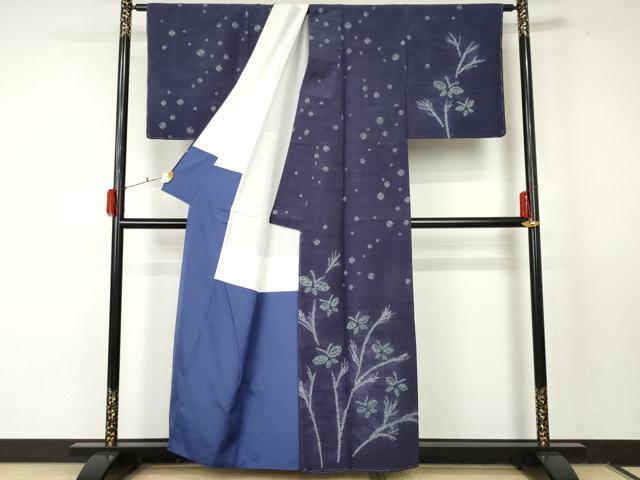 平和屋着物●訪問着 紬地 絞り 舞蝶文 正絹 逸品 未使用 AABF5258cs