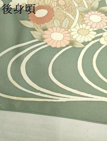 平和屋着物●訪問着 駒刺繍 流水花丸文 金彩 正絹 逸品 AABF5259cs