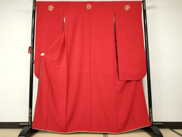 平和屋着物●豪華振袖 色無地 赤色 正絹 逸品 AABF5261cs