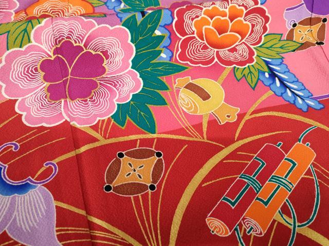 平和屋着物●豪華振袖 花宝尽くし 暈し染め 黒地 金彩 ロング丈 正絹 逸品 AABF5262cs