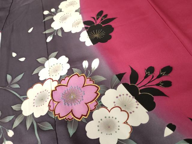 平和屋着物●豪華振袖 駒刺繍 流水花文 暈し染め 金彩 ロング丈 正絹 逸品 AABF5263cs