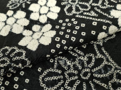 平和屋着物●訪問着 絞り 枝花文 黒地 正絹 逸品 AABF5266cs