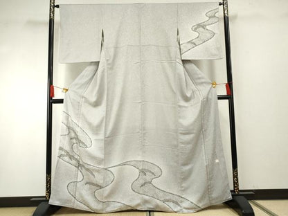 平和屋着物●染色作家 林淳一 訪問着 鹿の子流水文 暈し染め 金糸 金彩 正絹 逸品 AABF5267cs