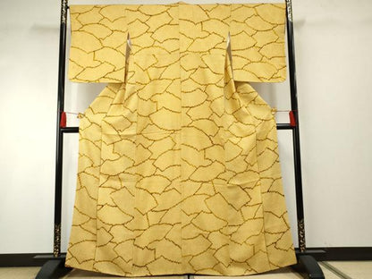 平和屋着物●上質な小紋 総絞り 地紙文 正絹 逸品 AABF5268cs