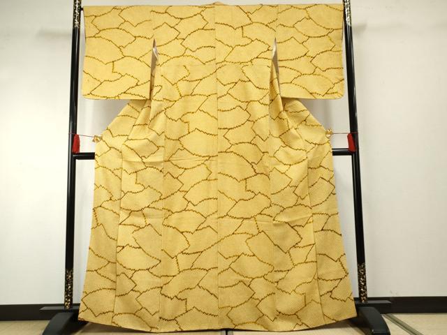 平和屋着物●上質な小紋 総絞り 地紙文 正絹 逸品 AABF5268cs