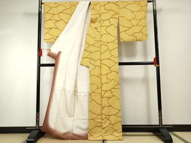 平和屋着物●上質な小紋 総絞り 地紙文 正絹 逸品 AABF5268cs