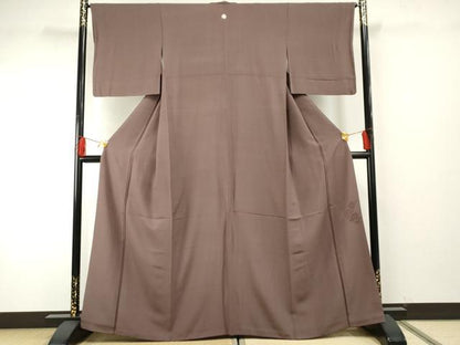平和屋着物●上質な色無地 葡萄鼠色 正絹 逸品 AABF5269cs