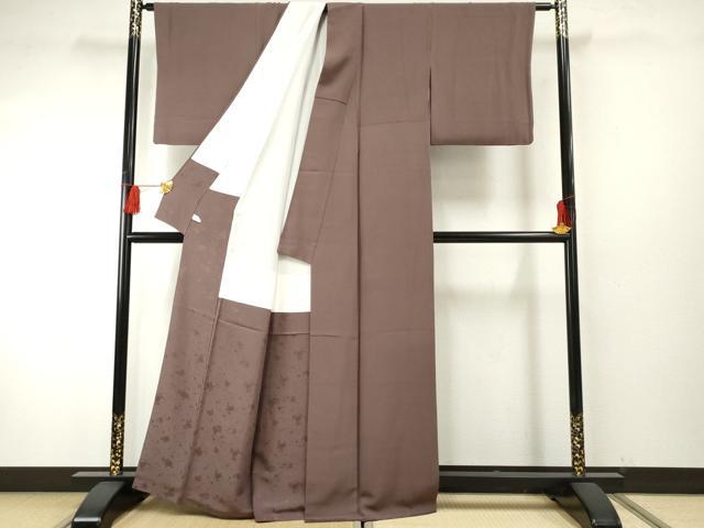 平和屋着物●上質な色無地 葡萄鼠色 正絹 逸品 AABF5269cs