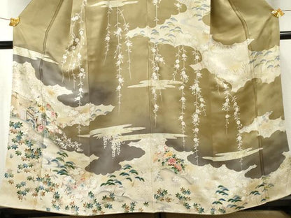 平和屋着物●訪問着 御所車風景文 暈し染め 金銀彩 正絹 逸品 AABF5270cs
