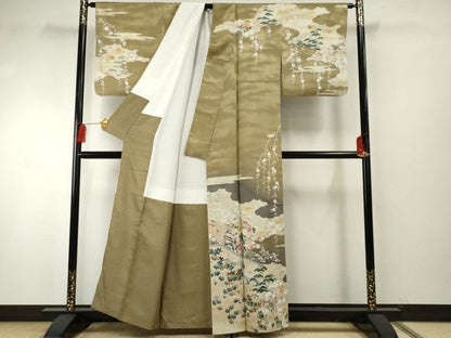 平和屋着物●訪問着 御所車風景文 暈し染め 金銀彩 正絹 逸品 AABF5270cs