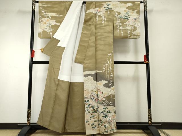 平和屋着物●訪問着 御所車風景文 暈し染め 金銀彩 正絹 逸品 AABF5270cs