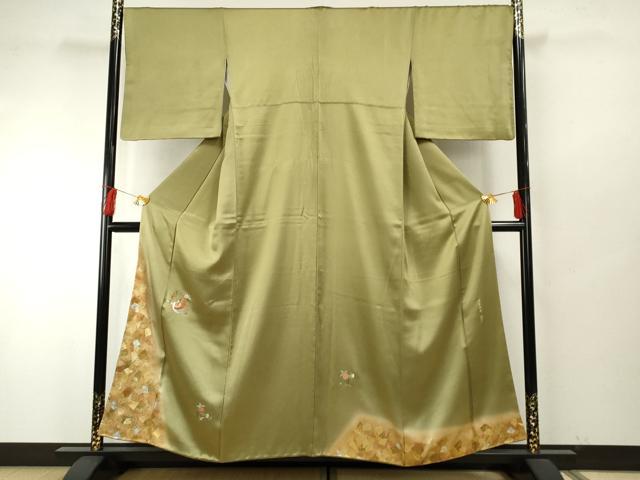 平和屋着物●金彩友禅作家 金彩の魔術師 堀省平 金煌織 訪問着 刺繍 鳳凰花丸文 暈し染め 金糸 金銀彩 本金使用 正絹 逸品 AABF5276cs