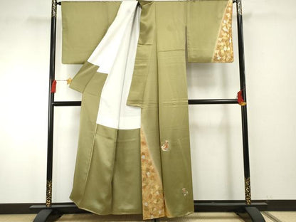 平和屋着物●金彩友禅作家 金彩の魔術師 堀省平 金煌織 訪問着 刺繍 鳳凰花丸文 暈し染め 金糸 金銀彩 本金使用 正絹 逸品 AABF5276cs
